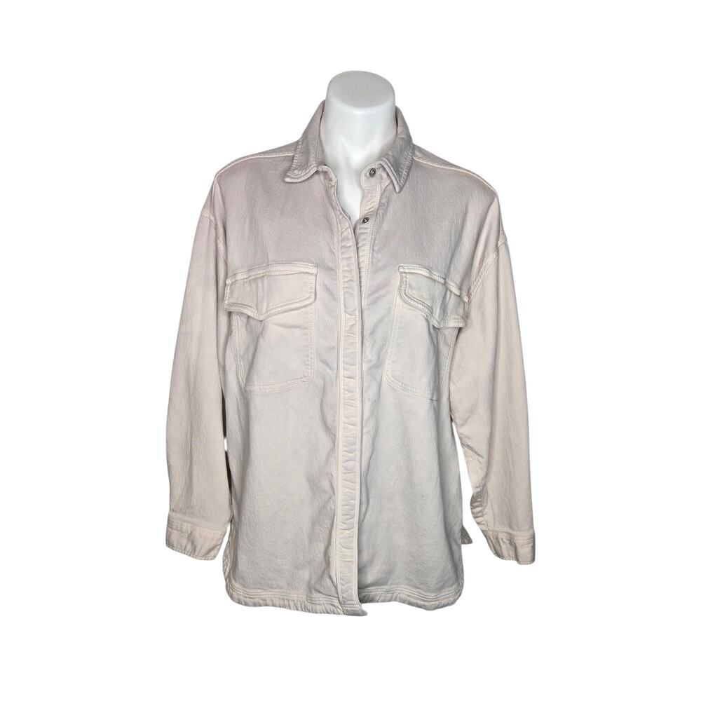 AERIE Chambray Light Wash Button Up Utility Jacket Size Medium